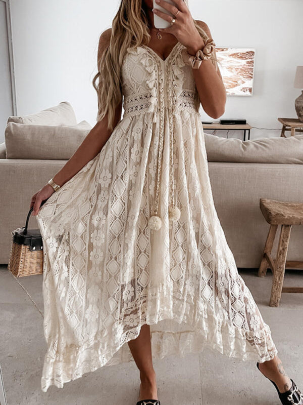 Women's solid elegant Lace Slip Dress