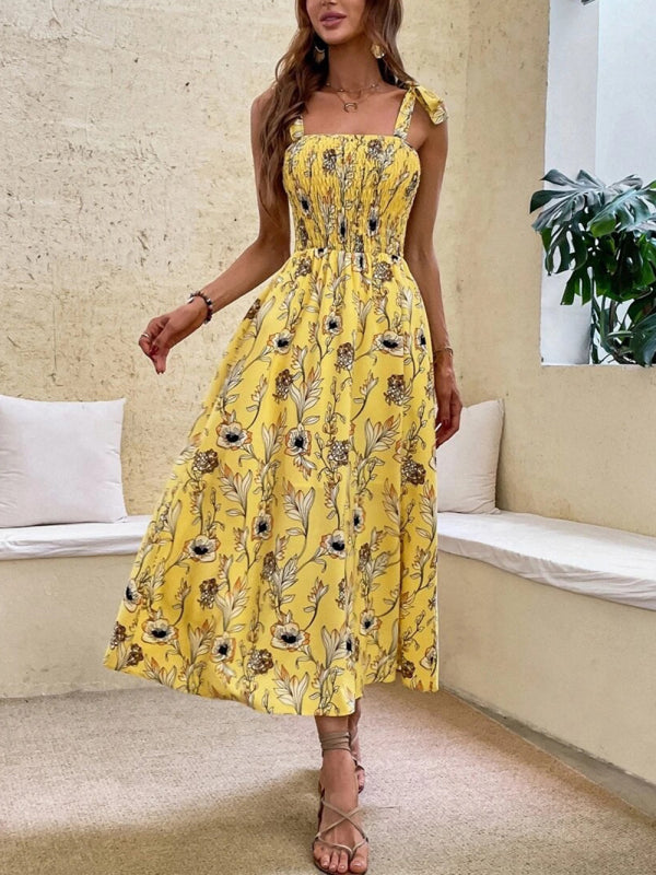 Women's Floral Print Smocked Tiered Dress