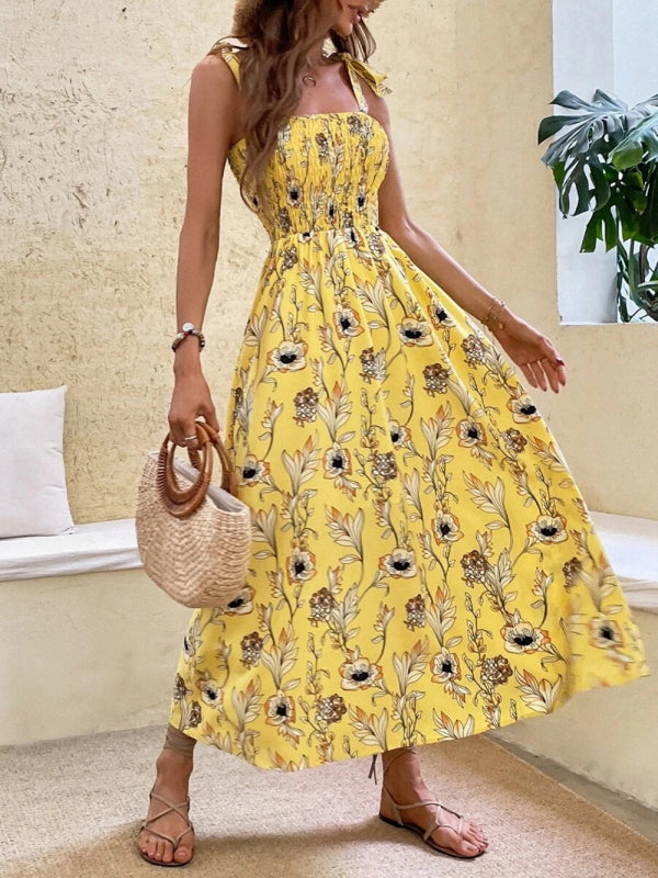 Women's Floral Print Smocked Tiered Dress